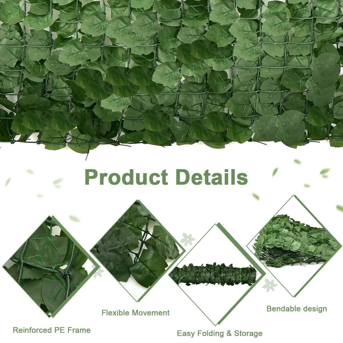 3 X 1M Artificial Hedge Ivy Leaf with Leaves for Garden