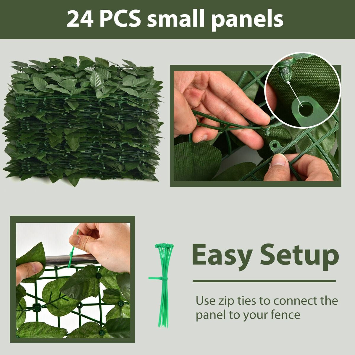 3 X 1M Artificial Hedge Ivy Leaf with Leaves for Garden