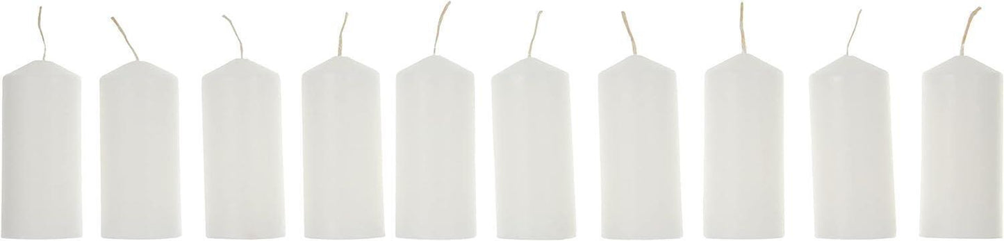 10 X WHITE PILLAR CANDLES 40 X 90 MM WEDDING CHRISTMAS EVENTS CHURCH HOME DECOR