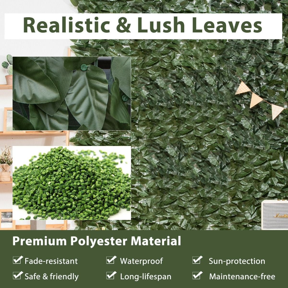 3 X 1M Artificial Hedge Ivy Leaf with Leaves for Garden