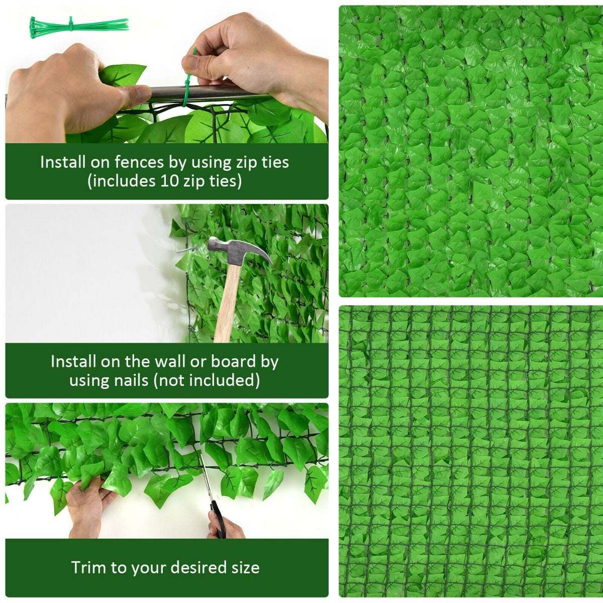 3 X 1M Artificial Hedge Ivy Leaf with Leaves for Garden